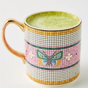 Anthropologie Bistro Garden Tile Mug